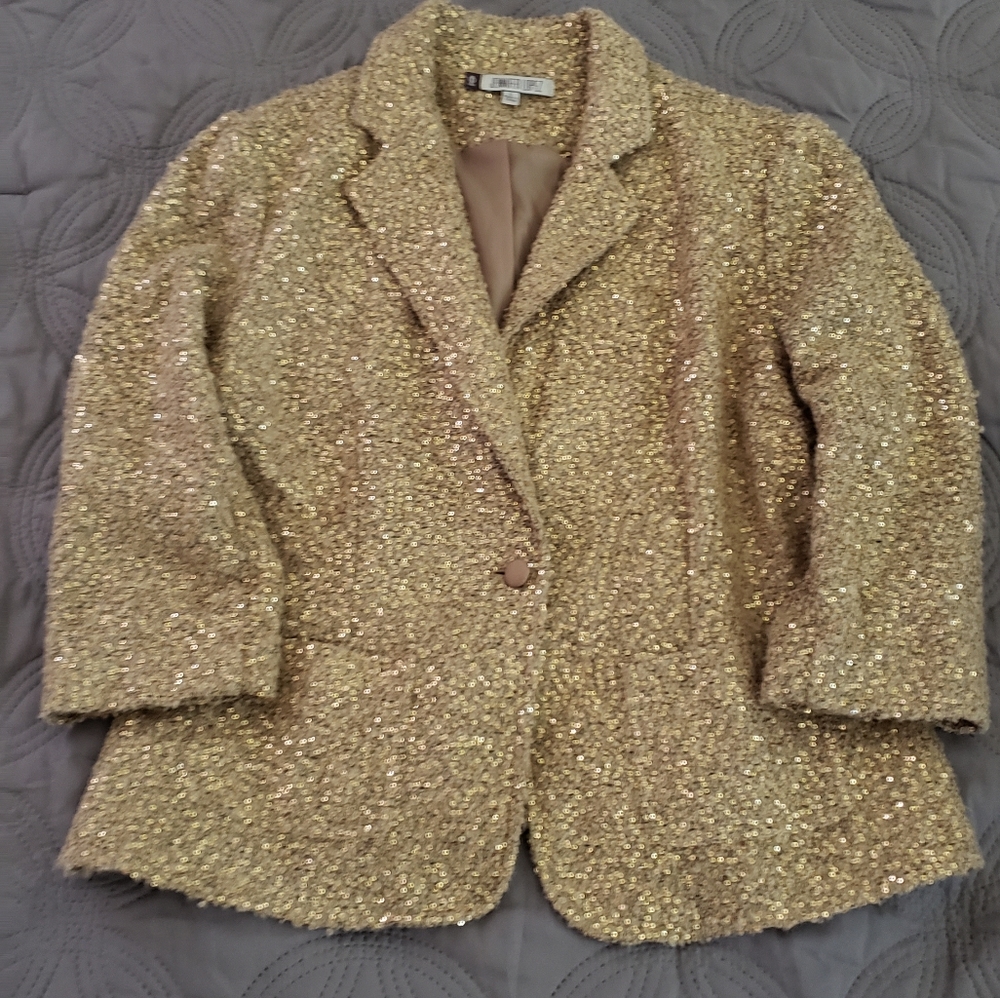 Jennifer Lopez Gold Sequinced Evening Jacket